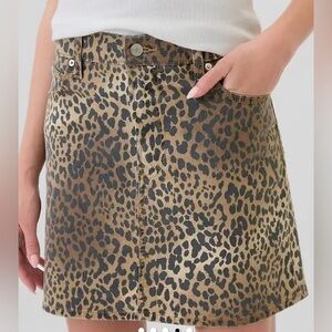Gap Leopard Print Denim Mini Skirt 8 / 29 | Animal Print Jean Skirt EUC